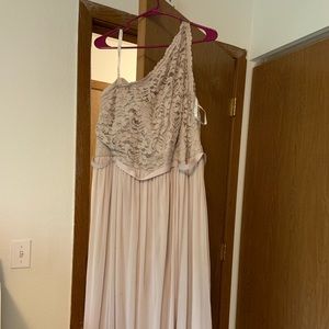 Long One Shoulder Lace Bridesmaid Dress